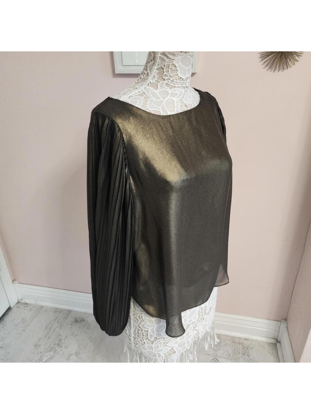 NWT Melanie Lyne Bronze Metallic 8 blouse unique sleeves